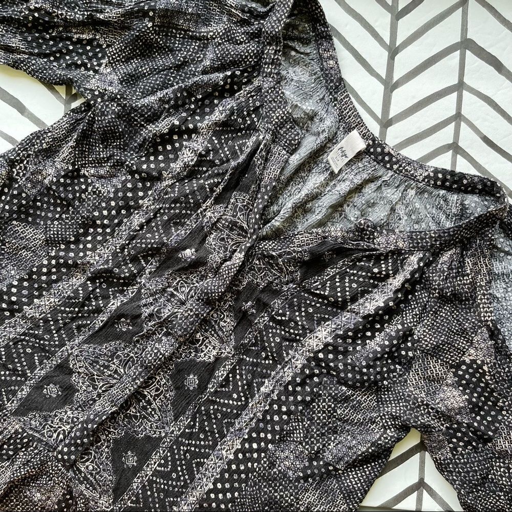 Tokyo Darling Patterned V-Neck Button Up 3/4 Sleeve Sundress